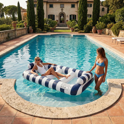 Navy Blue Twin Hammock Pool Float, Single Piece, 86.61 x 53.15 x 16.54