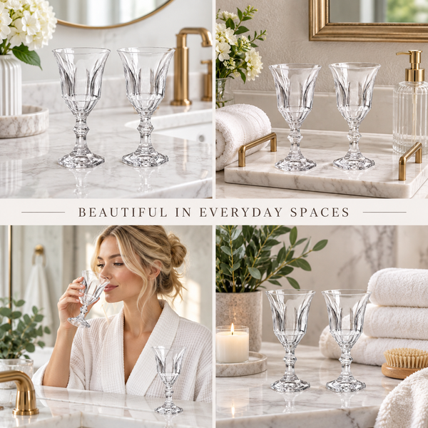 Acrylic Elegant Faceted Stemmed Goblets Set of 2
