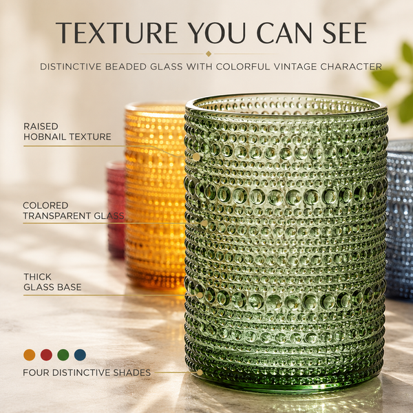 Tonal Hobnail Lowball Glassware, Set of 4