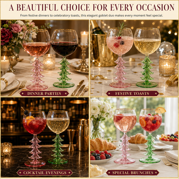 Natale Stemmed Wine Glassware, Set of 2