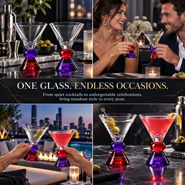 Sapphire & Crimson Gem Martini Glassware - large