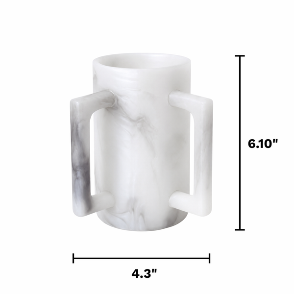 Khen Marbled Resin Washing Cup with Double Handles Gray