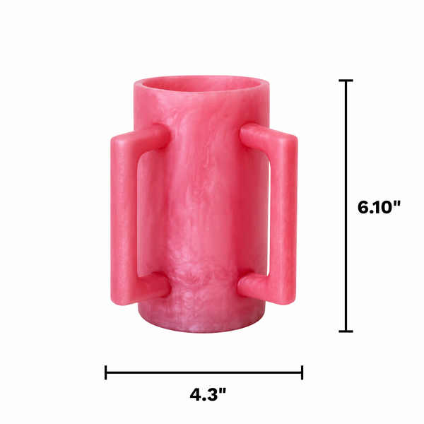 Khen Marbled Resin Washing Cup with Double Handles Pink
