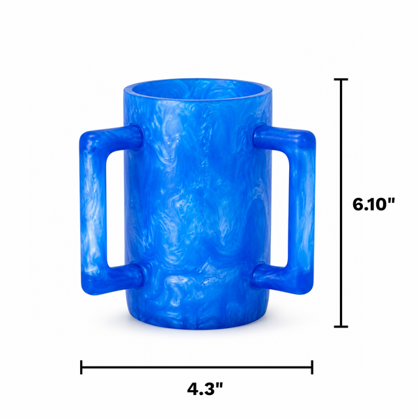 Khen Marbled Resin Washing Cup with Double Handles Blue