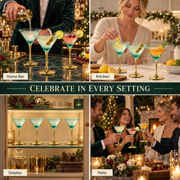 Deco Martini Cocktail Glassware, Set of 4