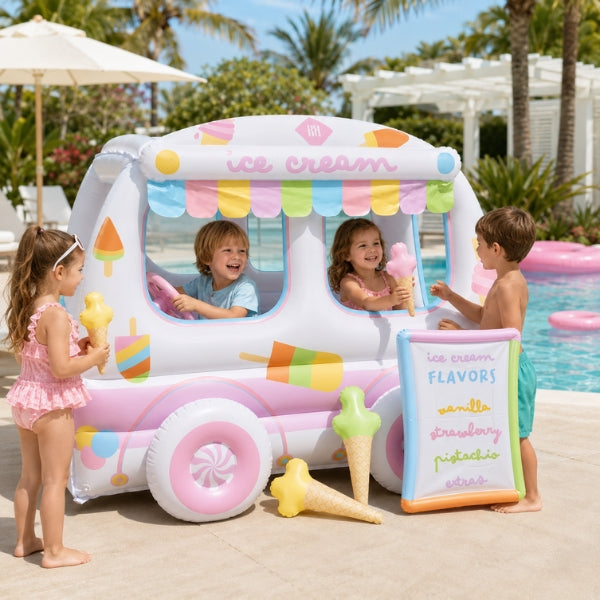 Inflatable Ice Cream Truck Playhouse, Large Shop Vehicle Playset for Kids