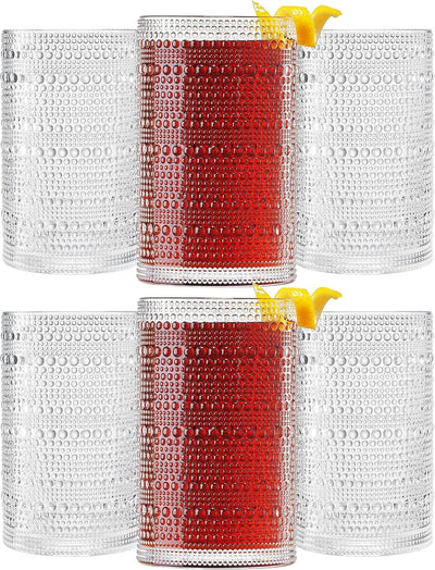 Barcelona Acrylic Highball Hobnail Glassware, Set of 6