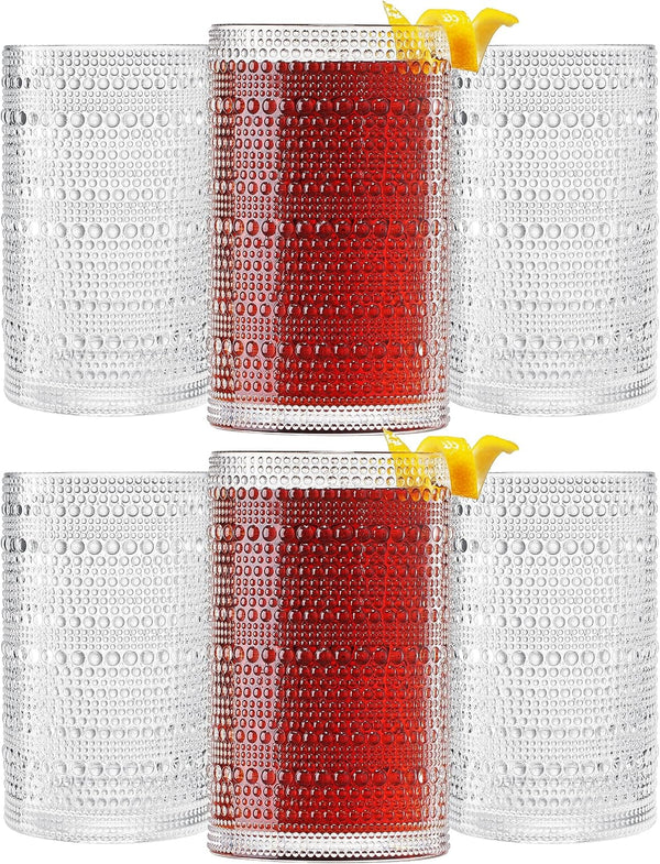 Barcelona Acrylic Highball Hobnail Glassware, Set of 6