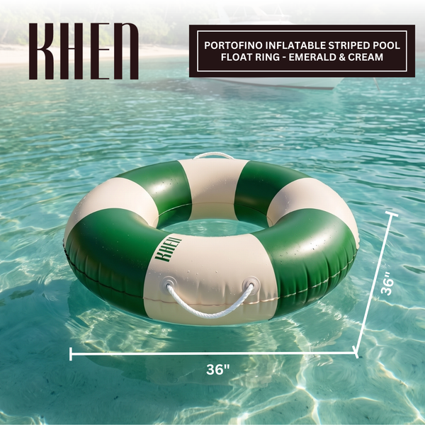 Portofino Inflatable Striped Pool Float Ring - Emerald & Cream