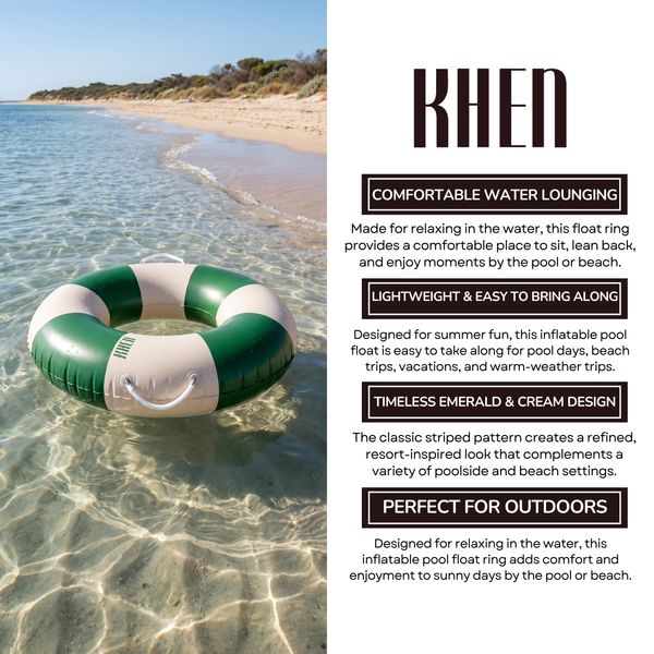 Portofino Inflatable Striped Pool Float Ring - Emerald & Cream