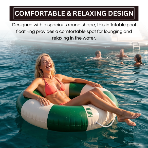 Portofino Inflatable Striped Pool Float Ring - Emerald & Cream