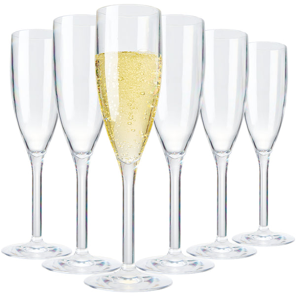 Barcelona Acrylic Champagne Flute Glassware, Set of 6