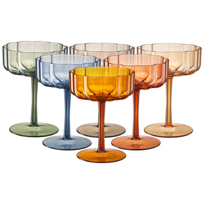 Eze Acrylic Champagne Coupe Cocktail Glassware, Set of 6