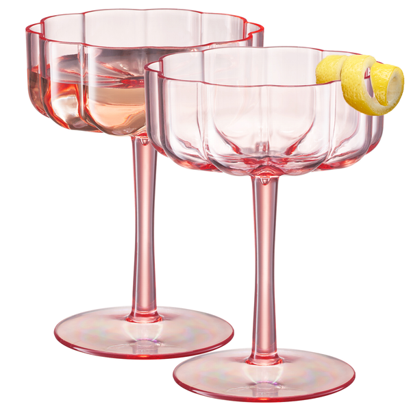 Tide Acrylic Champagne Coupe Cocktail Glassware, Set of 2