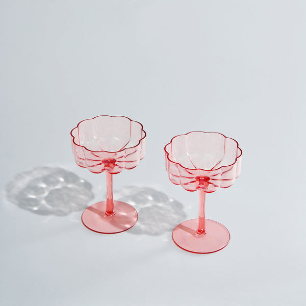 Tide Acrylic Champagne Coupe Cocktail Glassware, Set of 2