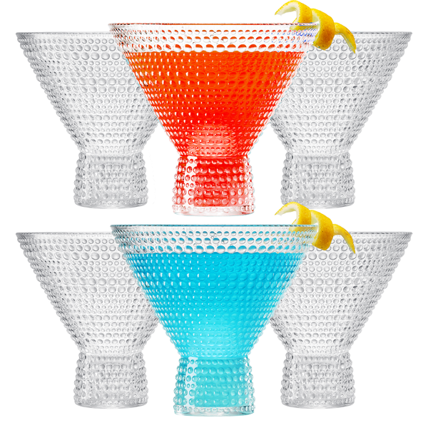 Barcelona Acrylic Martini Hobnail Glassware, Set of 6