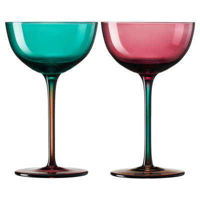 Venice Two-Toned Champagne Coupe, Cocktail Glassware, Set of 2