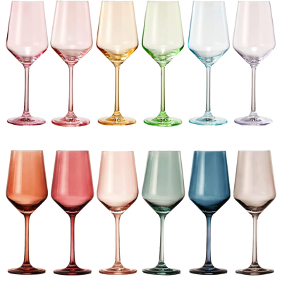 Make Your Own Set Wine Glass SINGLE, Colorful Purple Colored Large 12 oz Glass, Unique Italian Style Tall for White & Red Wine, Gifts for Mothers Day Gift, Set of 1 Beautiful Glassware (Purple)