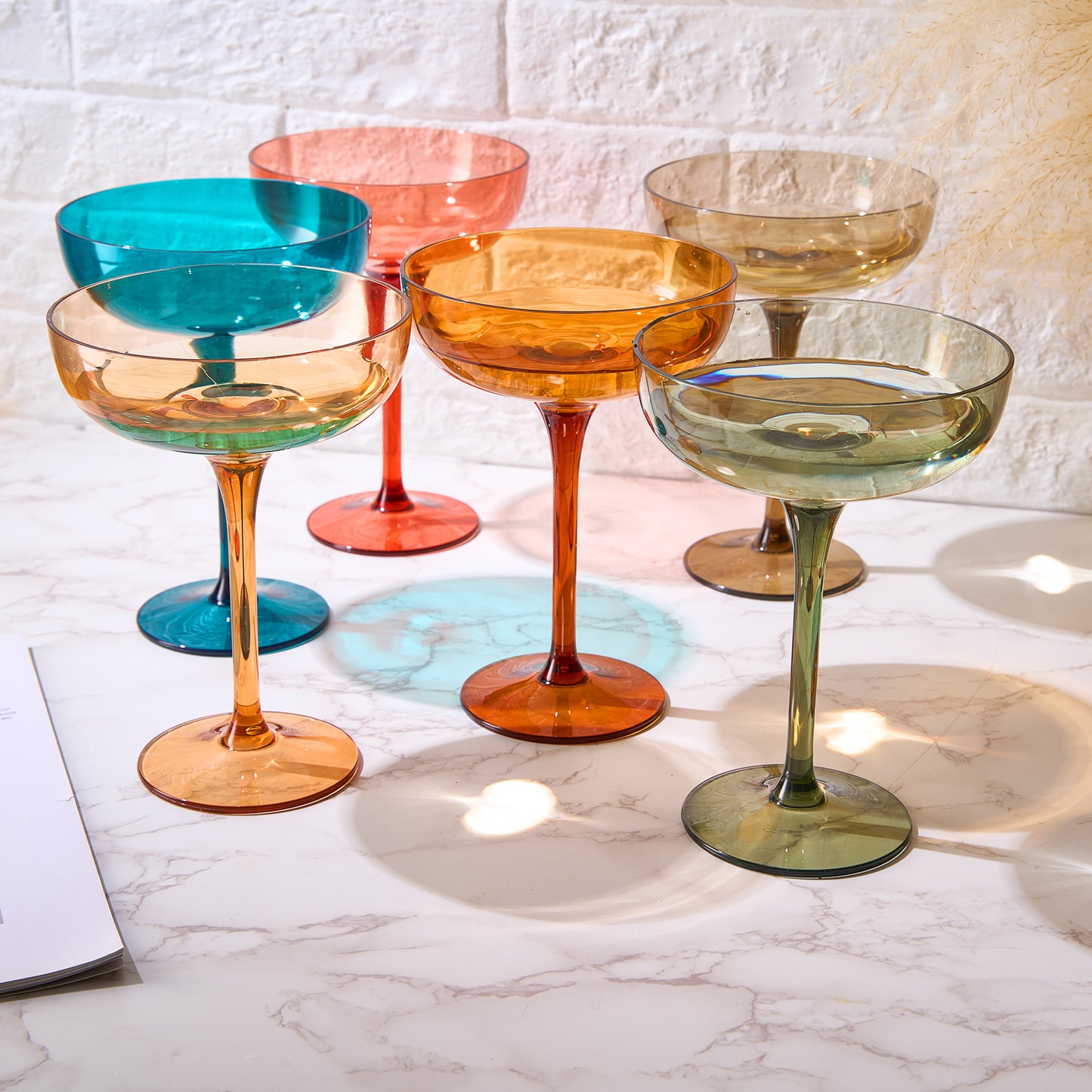Eze Coupe Cocktail Glassware, Unbreakable Acrylic, Set of 6