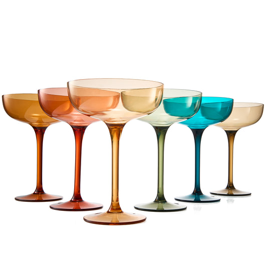 Eze Coupe Cocktail Glassware, Unbreakable Acrylic, Set of 6