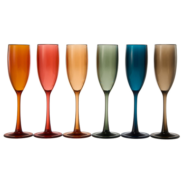 Eze Acrylic Champagne Flute Glassware, Set of 6