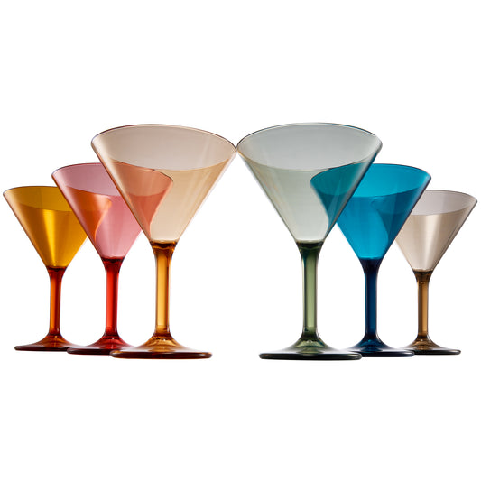 Eze Martini Glassware, Unbreakable Acrylic, Set of 6
