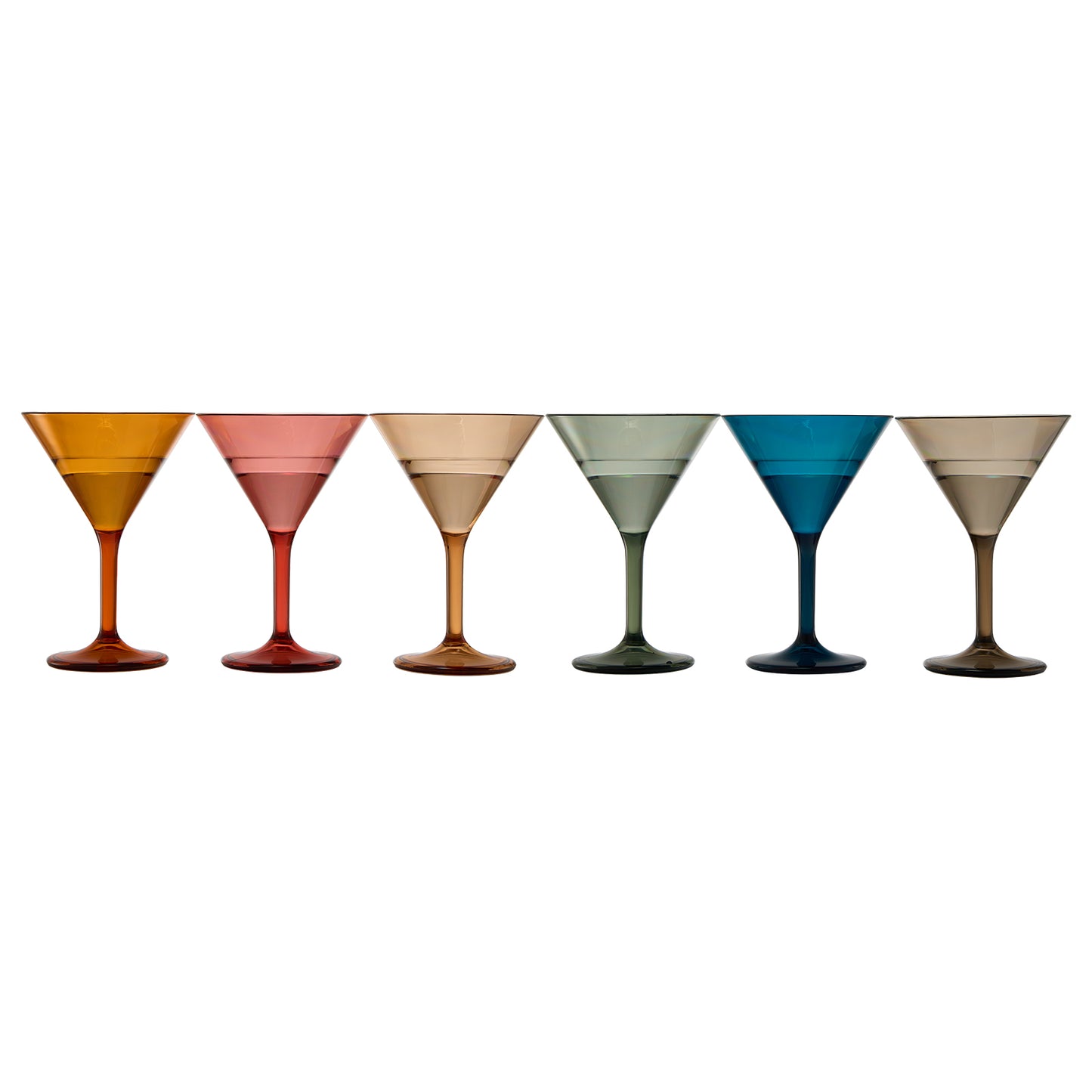 Eze Martini Glassware, Unbreakable Acrylic, Set of 6