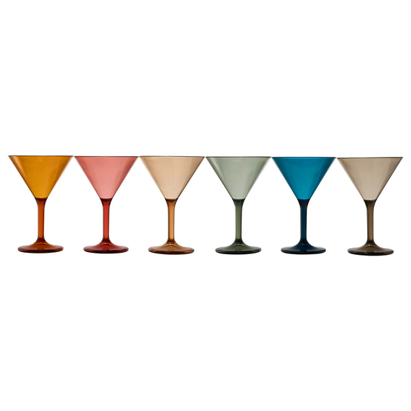 Eze Acrylic Martini Cocktail Glassware, Set of 6