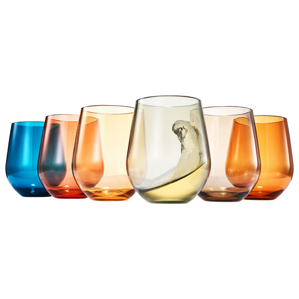 Eze Acrylic Stemless Wine Glassware, Set of 6