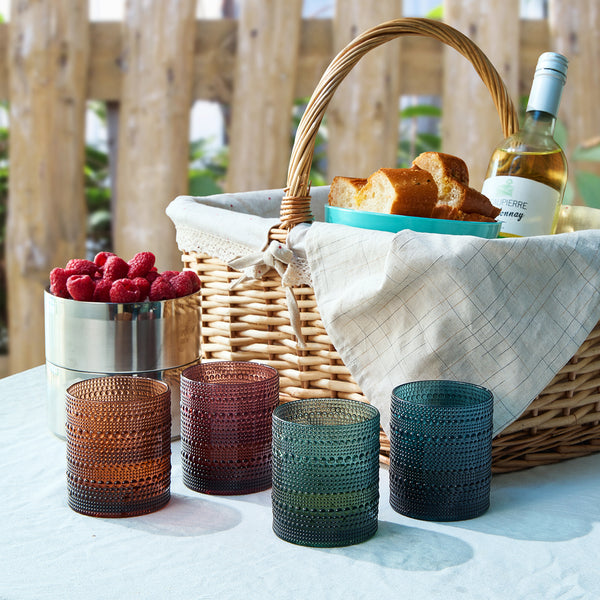 Eze Acrylic Hobnail Lowball Glassware, Set of 4