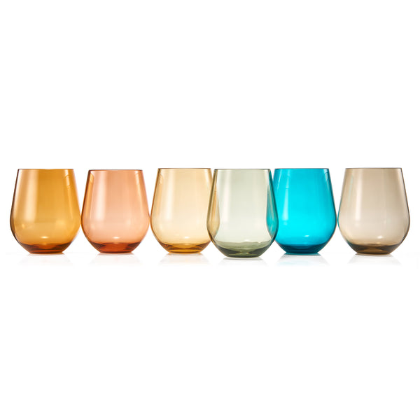 Eze Acrylic Stemless Wine Glassware, Set of 6