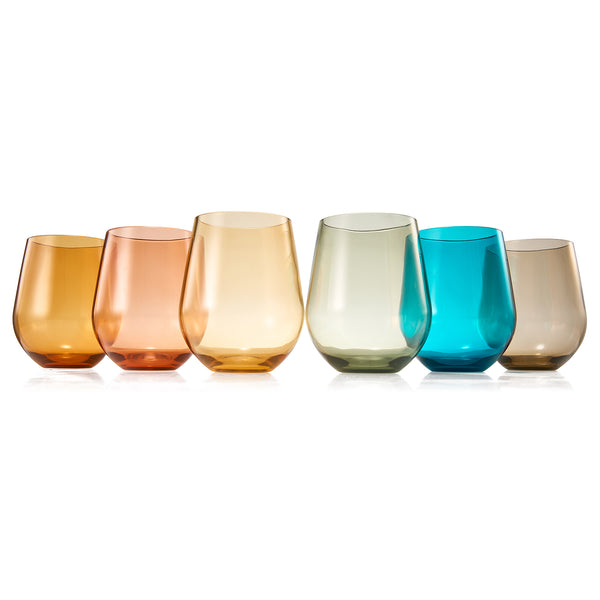 Eze Acrylic Stemless Wine Glassware, Set of 6