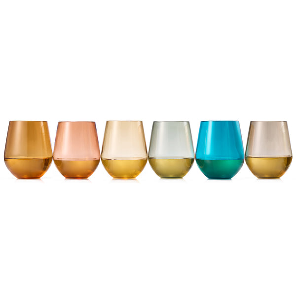 Eze Acrylic Stemless Wine Glassware, Set of 6