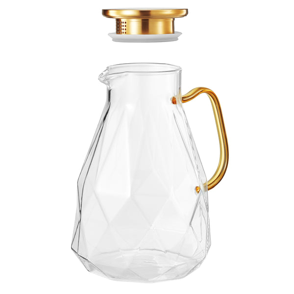 Classica Pitcher Glassware with a Gold Lid & Handle