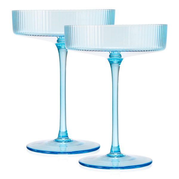 Como Ribbed Champagne Coupe Cocktail Glassware, Set of 2