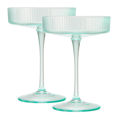 Como Ribbed Champagne Coupe Cocktail Glassware, Set of 2
