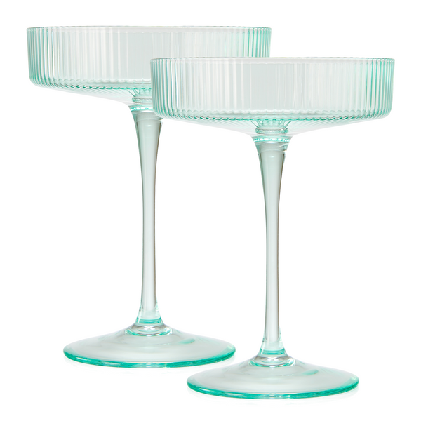 Como Ribbed Champagne Coupe Cocktail Glassware, Set of 2