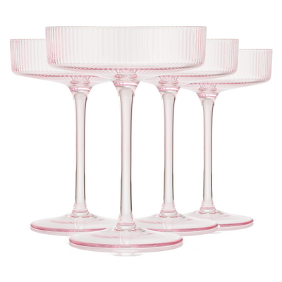 Como Ribbed Champagne Coupe Cocktail Glassware, Set of 4