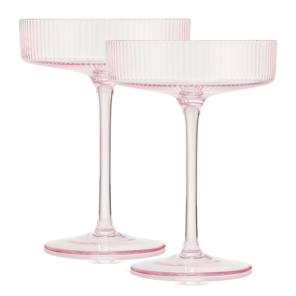 Como Ribbed Champagne Coupe Cocktail Glassware, Set of 2