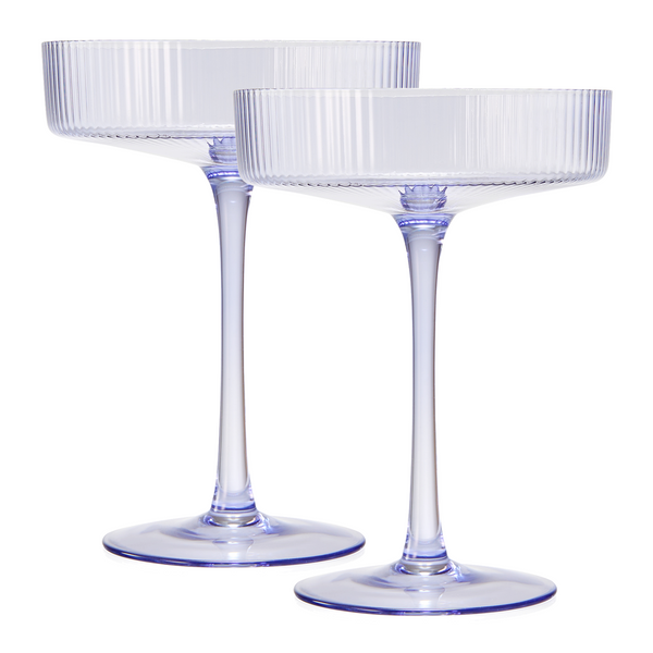 Como Ribbed Champagne Coupe Cocktail Glassware, Set of 2