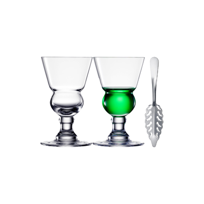 Specialty Absinthe Cocktail Glassware with Spoon, Set of 2