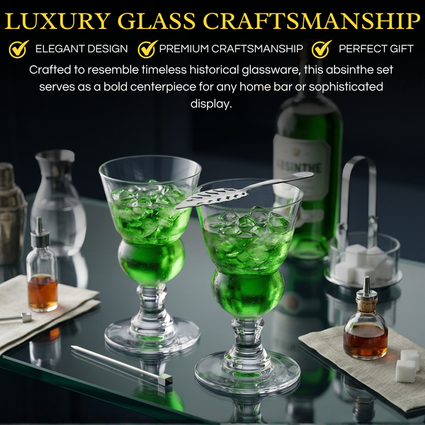 Specialty Absinthe Cocktail Glassware with Spoon, Set of 2