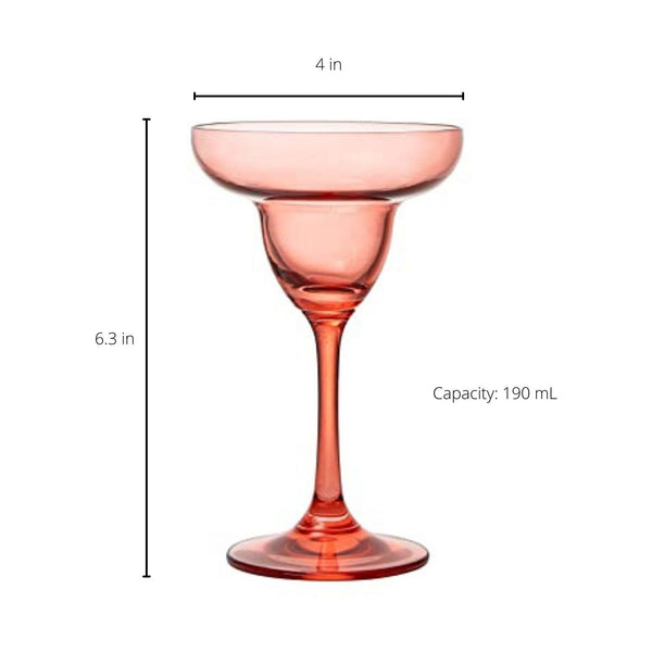 The Wine Savant Vibes Hand Blown Colorful Margarita & Martini Glass (Set of 6) – Fancy 7.4oz Luxury Hand Blown For Cocktails, Water, Wine, Juice, & Champagne Glasses Cinco de Mayo Large Party, Set of 6