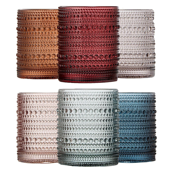 Tonal Hobnail Lowball Glassware, Spring, Set of 6