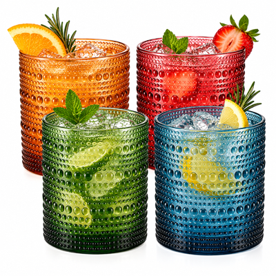 Eze Acrylic Hobnail Lowball Glassware, Set of 4