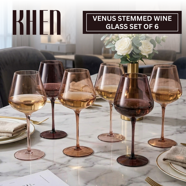 Venus Stemmed Wine Glassware, Set of 6