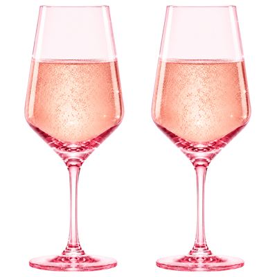 Colored Crystal Wine Glass | Set of 2 | Large Stemmed 12 oz Glasses