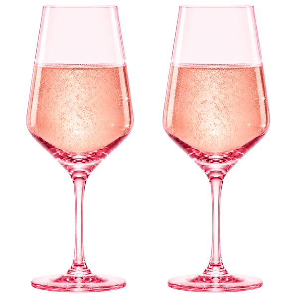 Colored Crystal Wine Glass | Set of 2 | Large Stemmed 12 oz Glasses