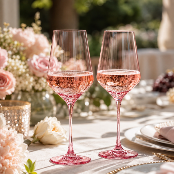 Colored Crystal Wine Glass | Set of 2 | Large Stemmed 12 oz Glasses