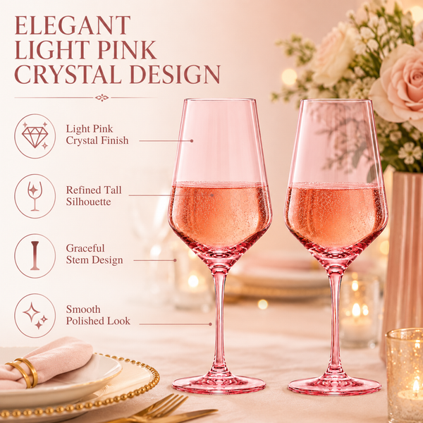 Colored Crystal Wine Glass | Set of 2 | Large Stemmed 12 oz Glasses